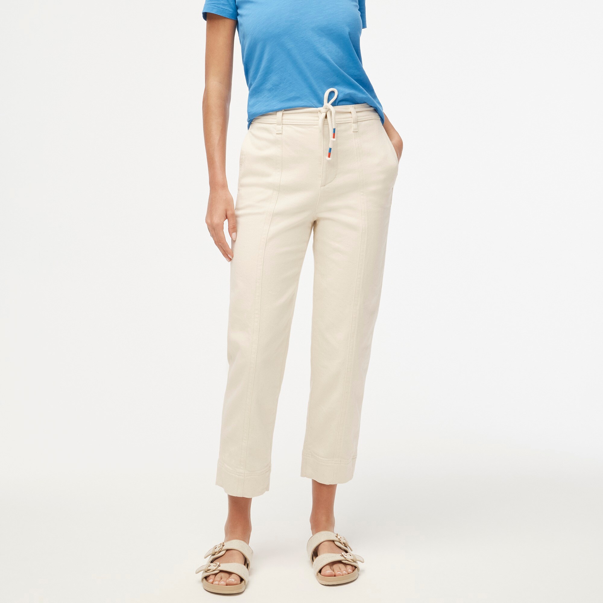factory: seamed straight-leg jean in all-day stretch with rope-tie waist for women