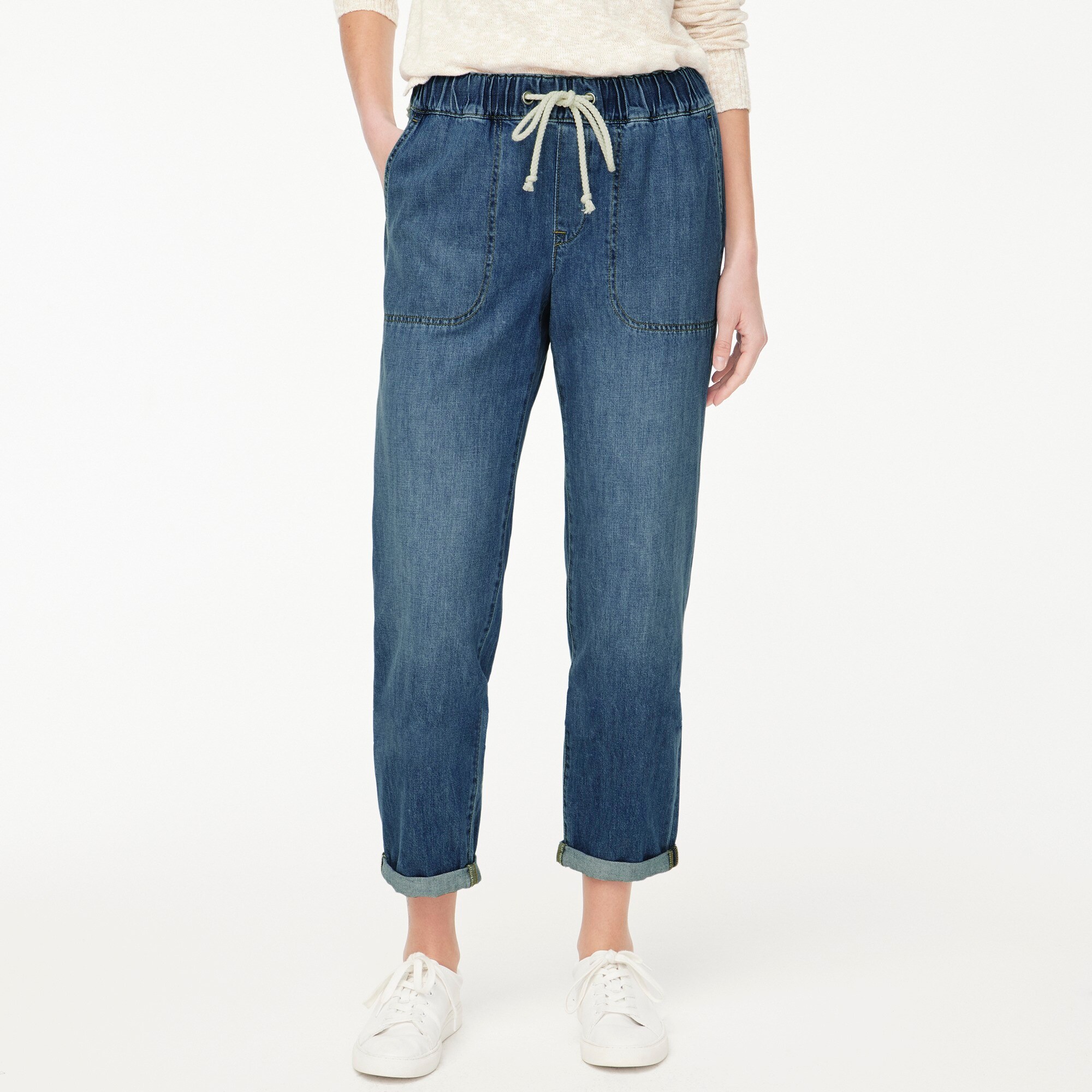 Denim drawstring pant