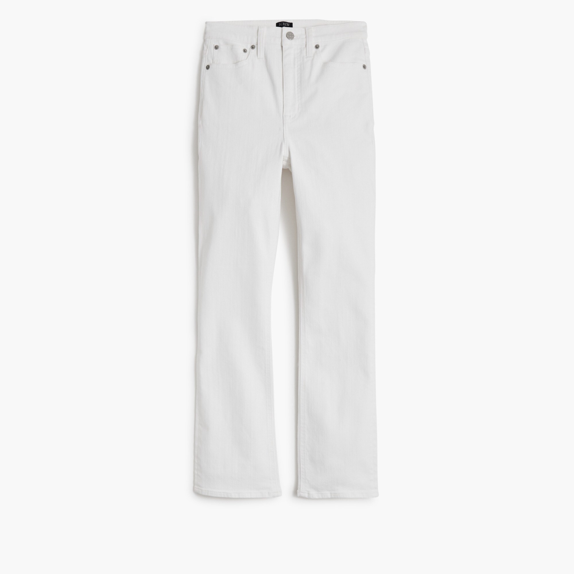Flare crop high-rise white jean in signature stretch