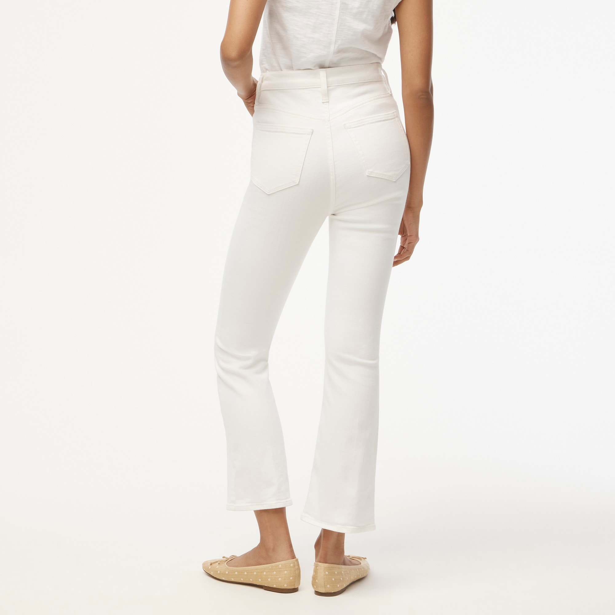 Flare crop high-rise white jean in signature stretch