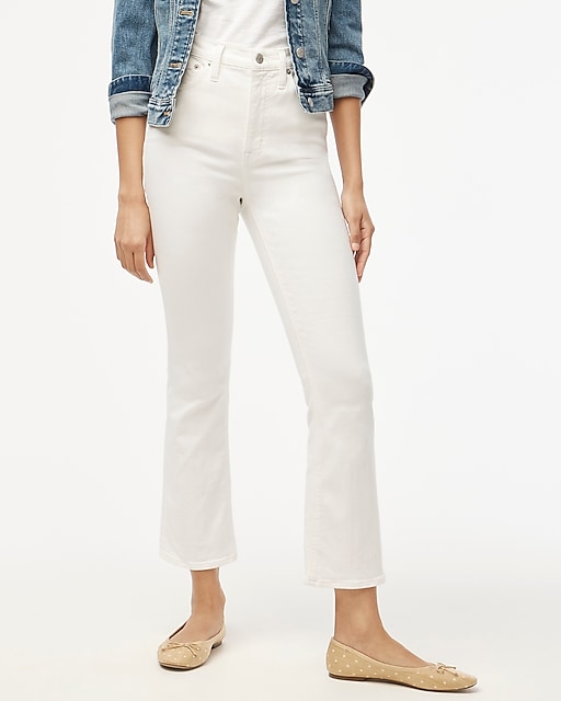womens Flare crop high-rise white jean in signature stretch