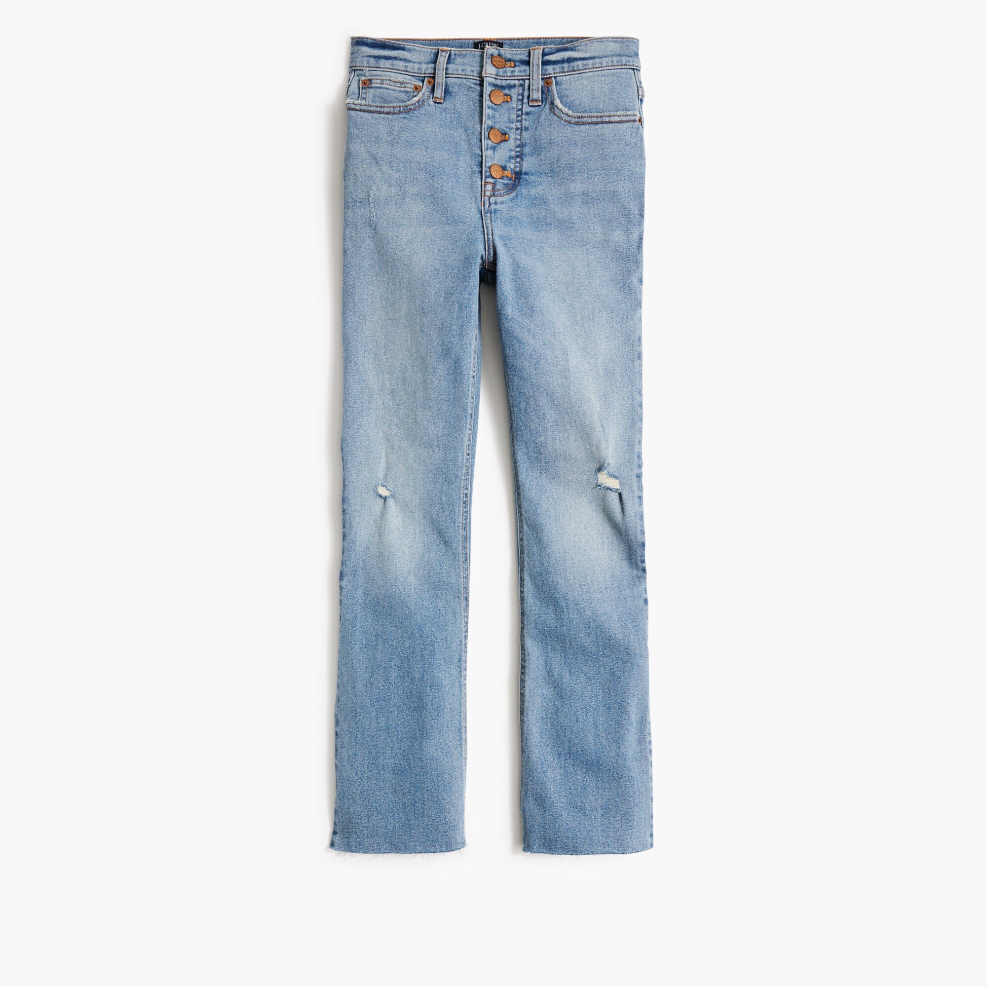 Petite high-rise flare crop jean in all-day stretch
