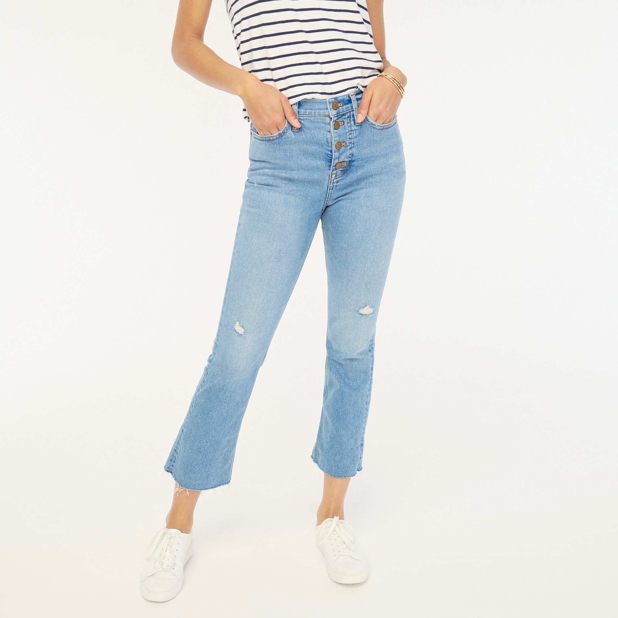  Petite high-rise flare crop jean in all-day stretch