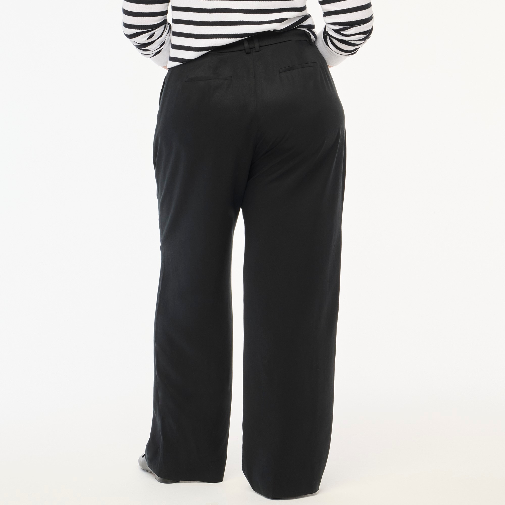 Wide-leg pleated twill trouser pant