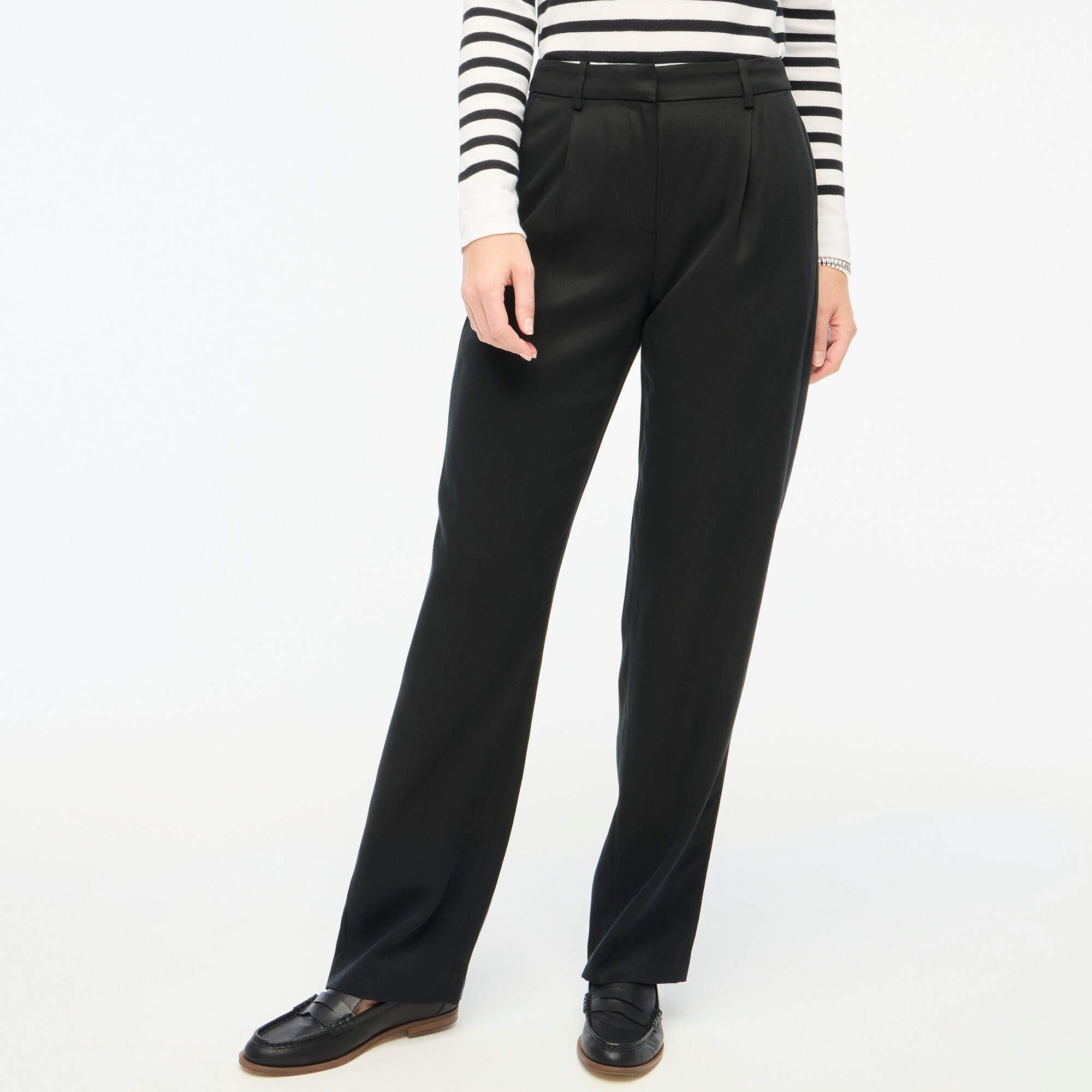  Tall wide-leg pleated twill trouser pant