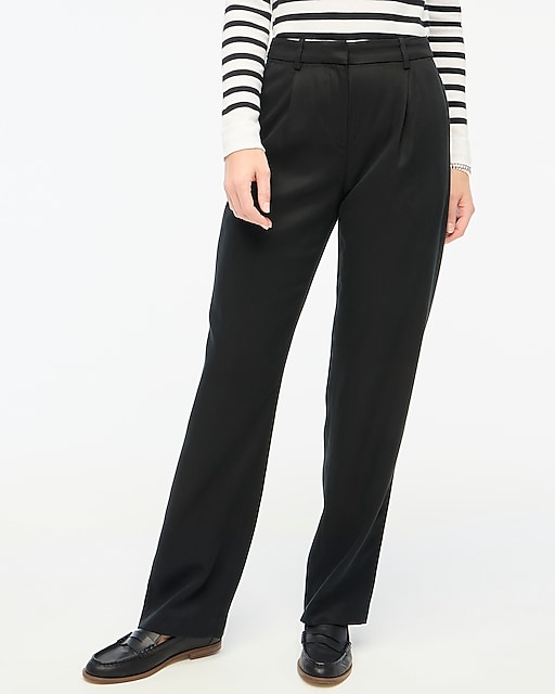 womens Tall wide-leg pleated twill trouser pant