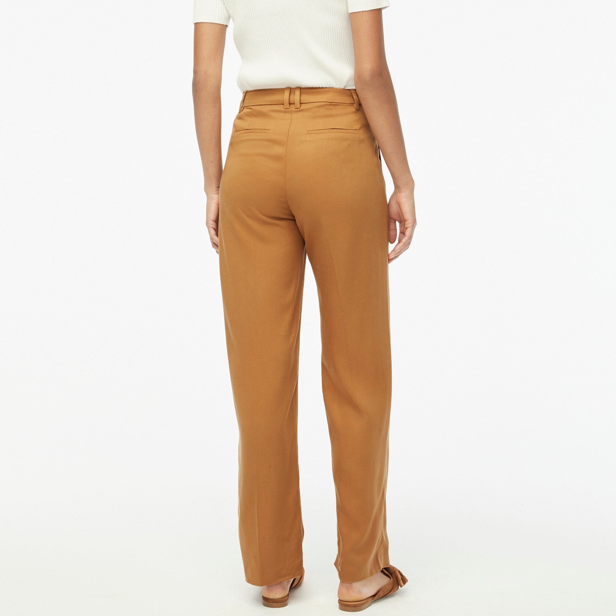 Wide-leg pleated twill trouser pant