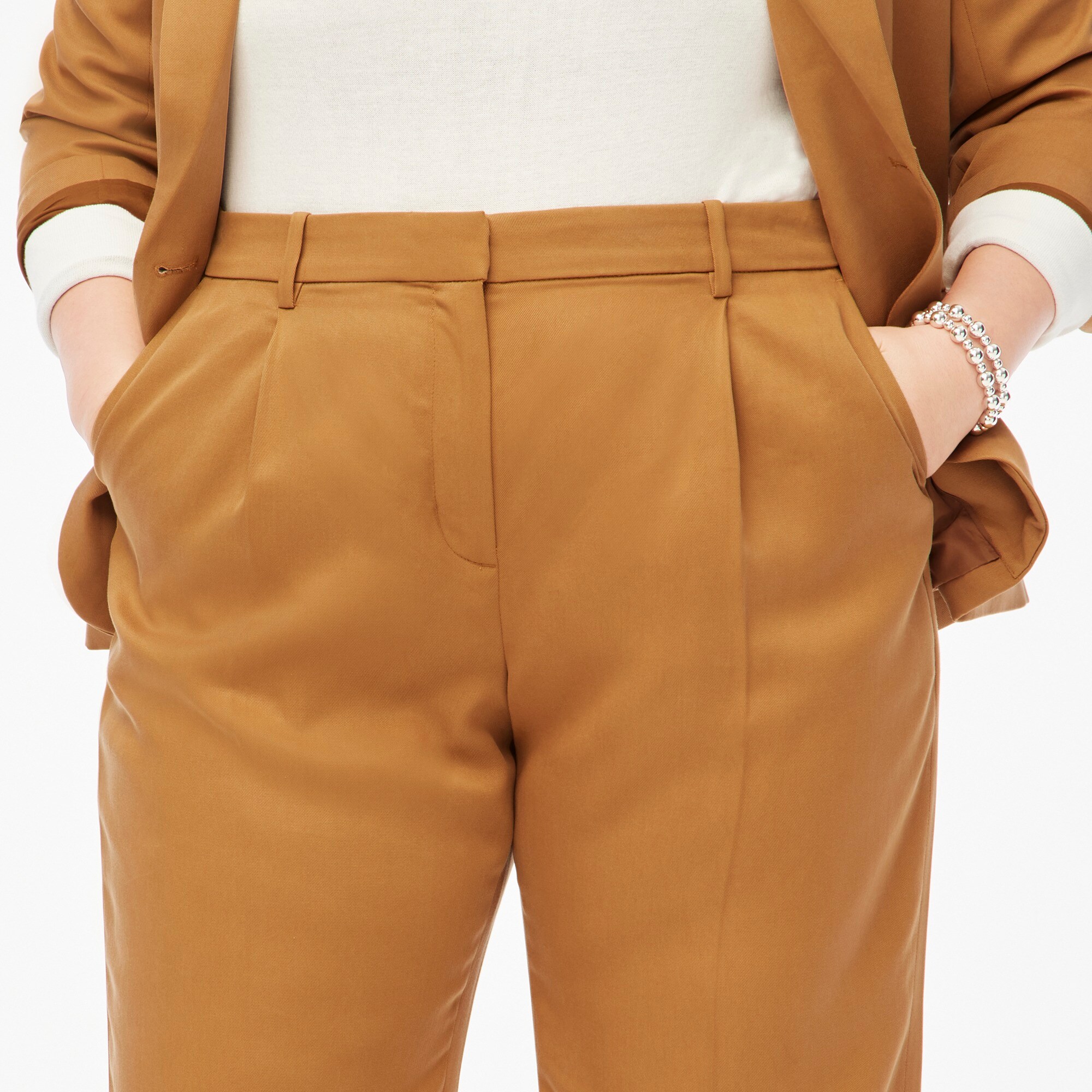 Wide-leg pleated twill trouser pant