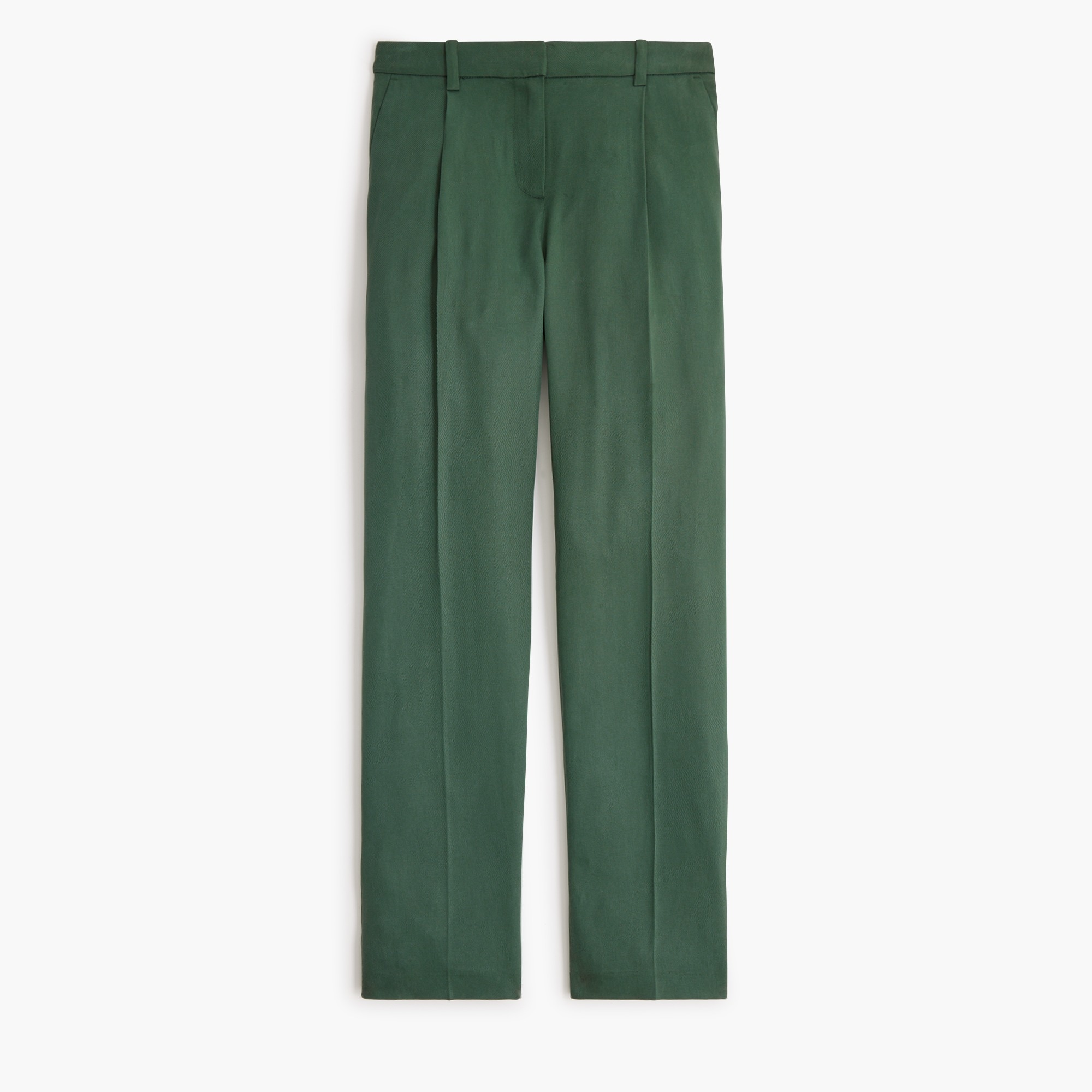 wide-leg pleated twill trouser pant for women