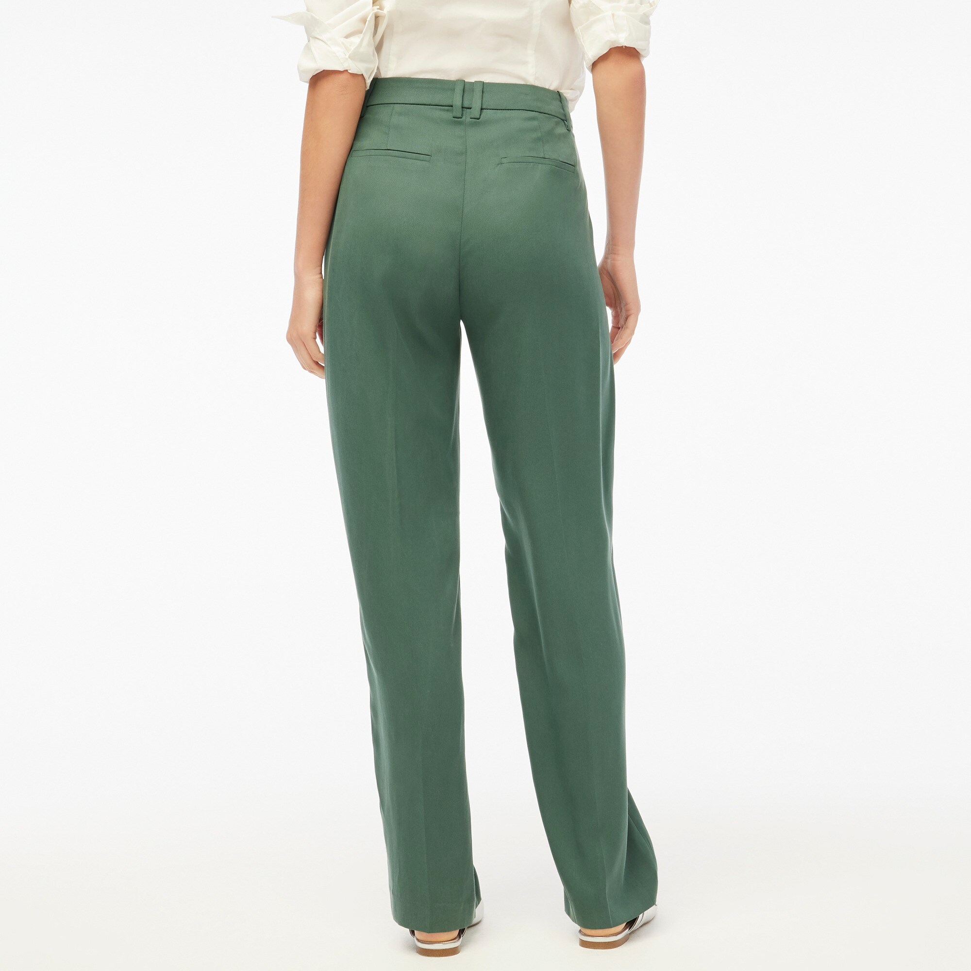 Wide-leg pleated twill trouser pant