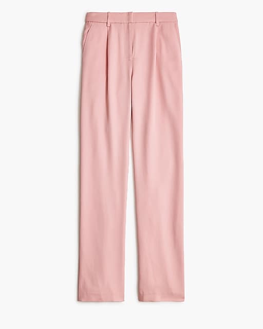  Tall wide-leg pleated twill trouser pant