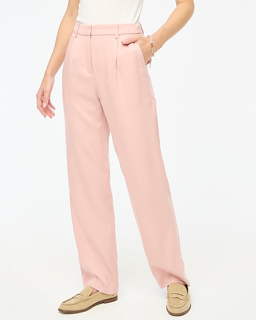 womens Wide-leg pleated twill trouser pant