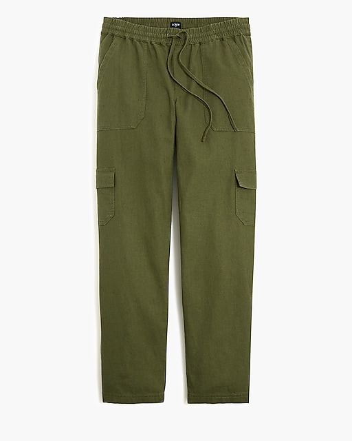 womens Linen-blend cropped cargo pant