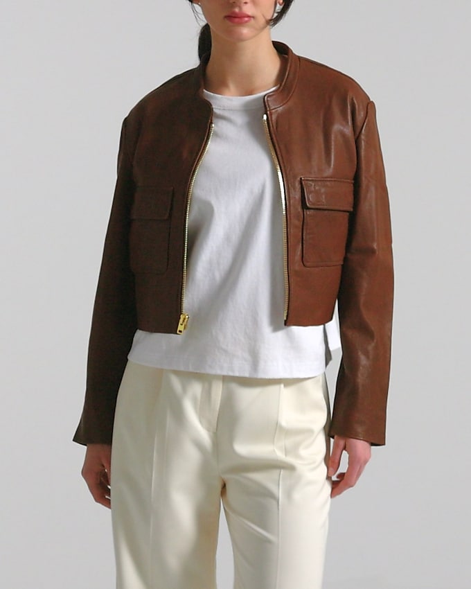 Collection distressed leather jacket