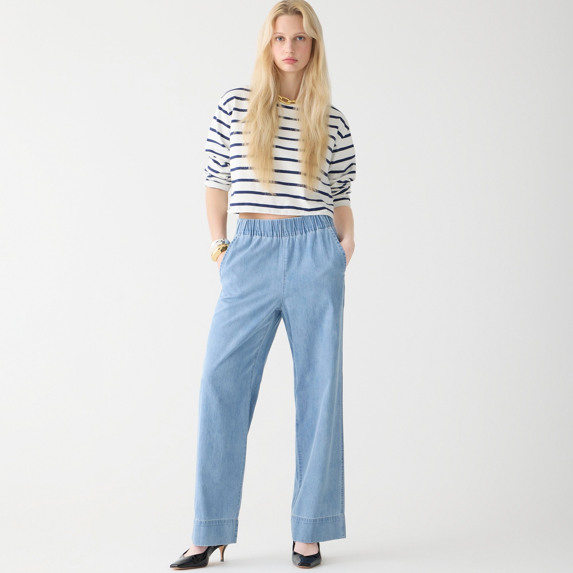 womens Petite Astrid pant in chambray