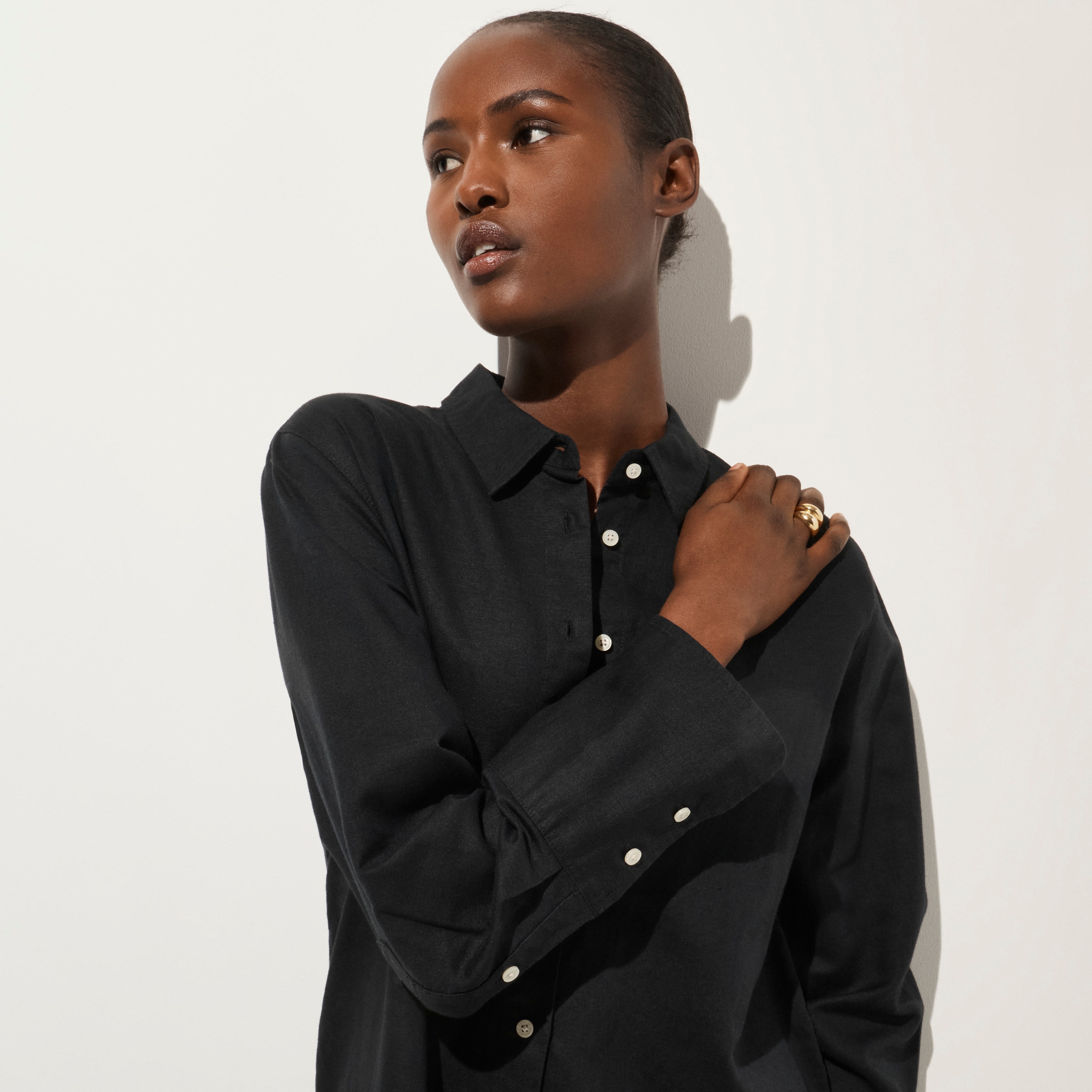 Relaxed-fit beach shirt in linen-cotton blend