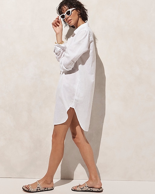 womens Relaxed-fit beach shirt in linen-cotton blend