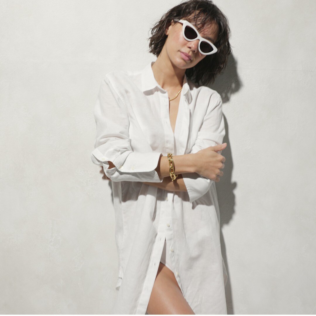 Relaxed-fit beach shirt in linen-cotton blend