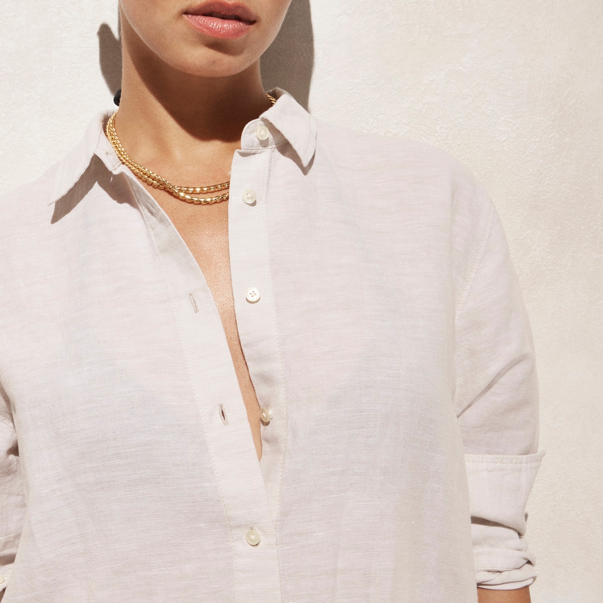Relaxed-fit beach shirt in linen-cotton blend