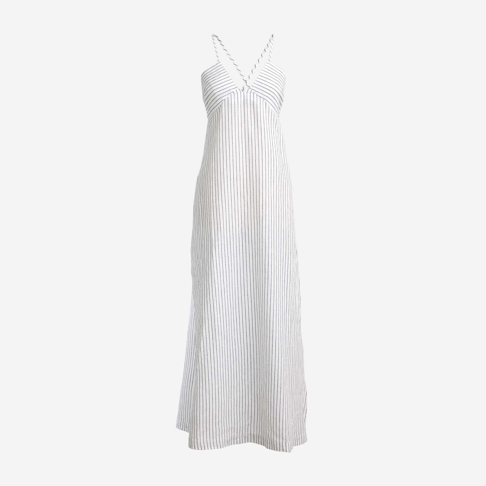 Cross-back Beach Dress In Striped Linen-cotton Blend For Women | J.Crew