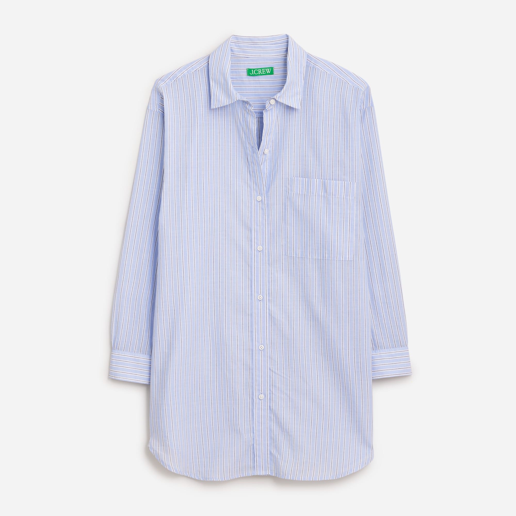  Button-up cotton voile shirt in stripe