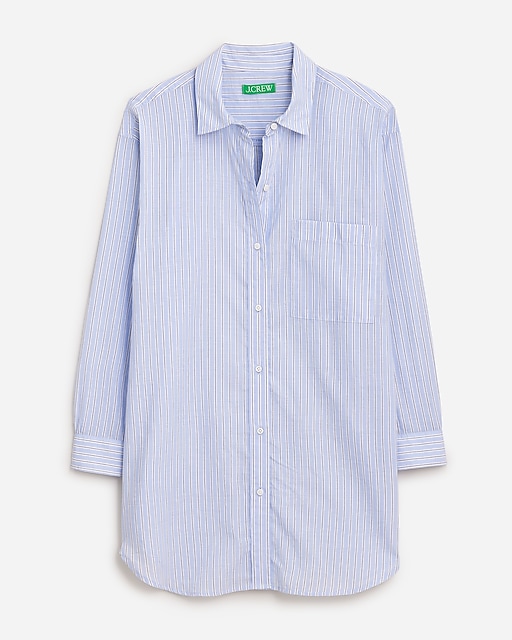  Button-up cotton voile shirt in stripe