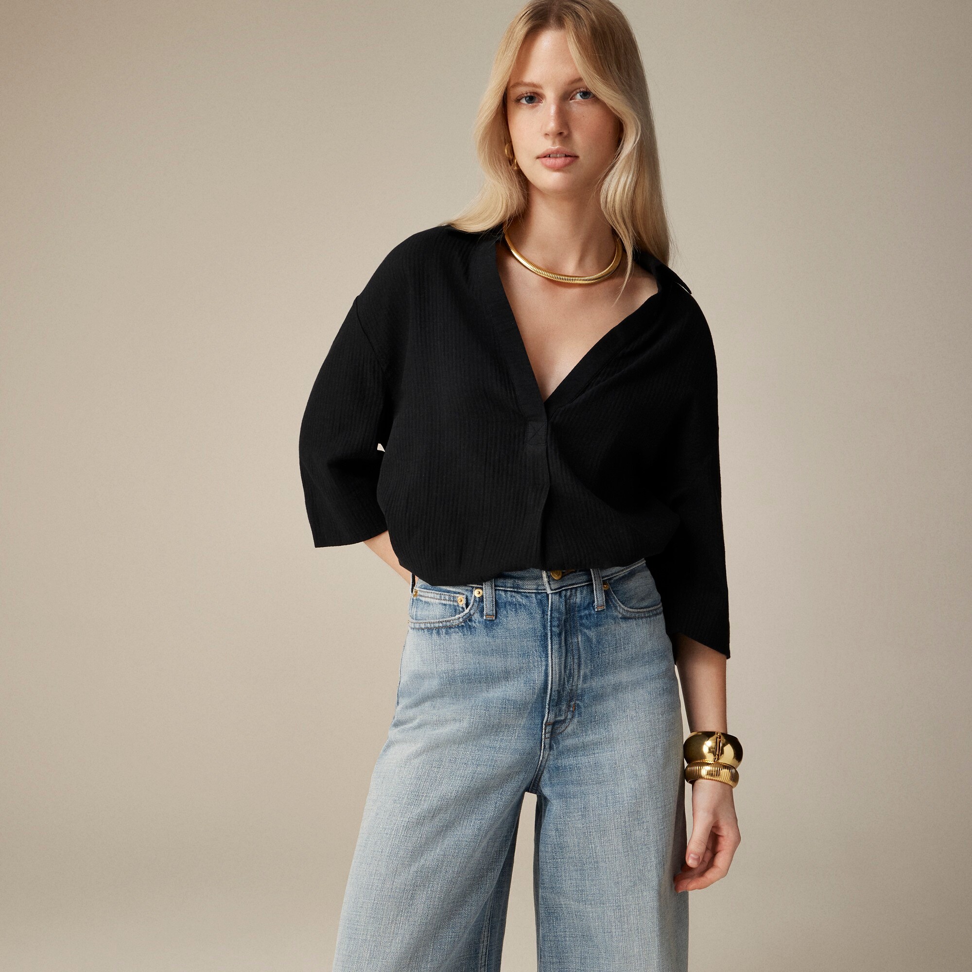 Popover shirt in airy gauze