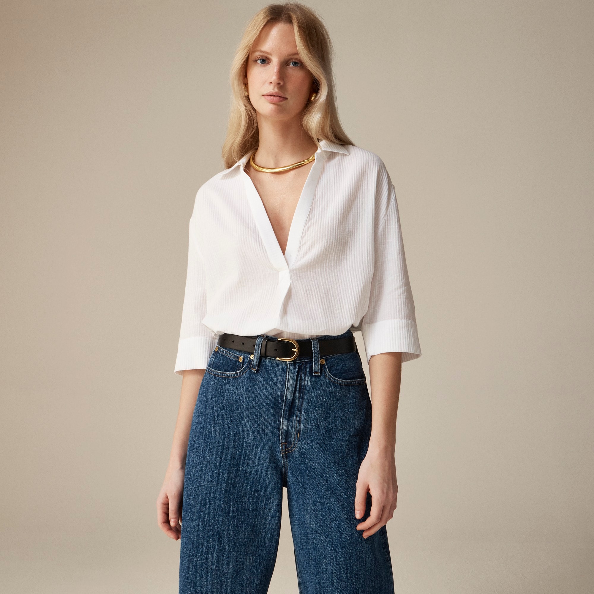 womens Popover shirt in airy gauze