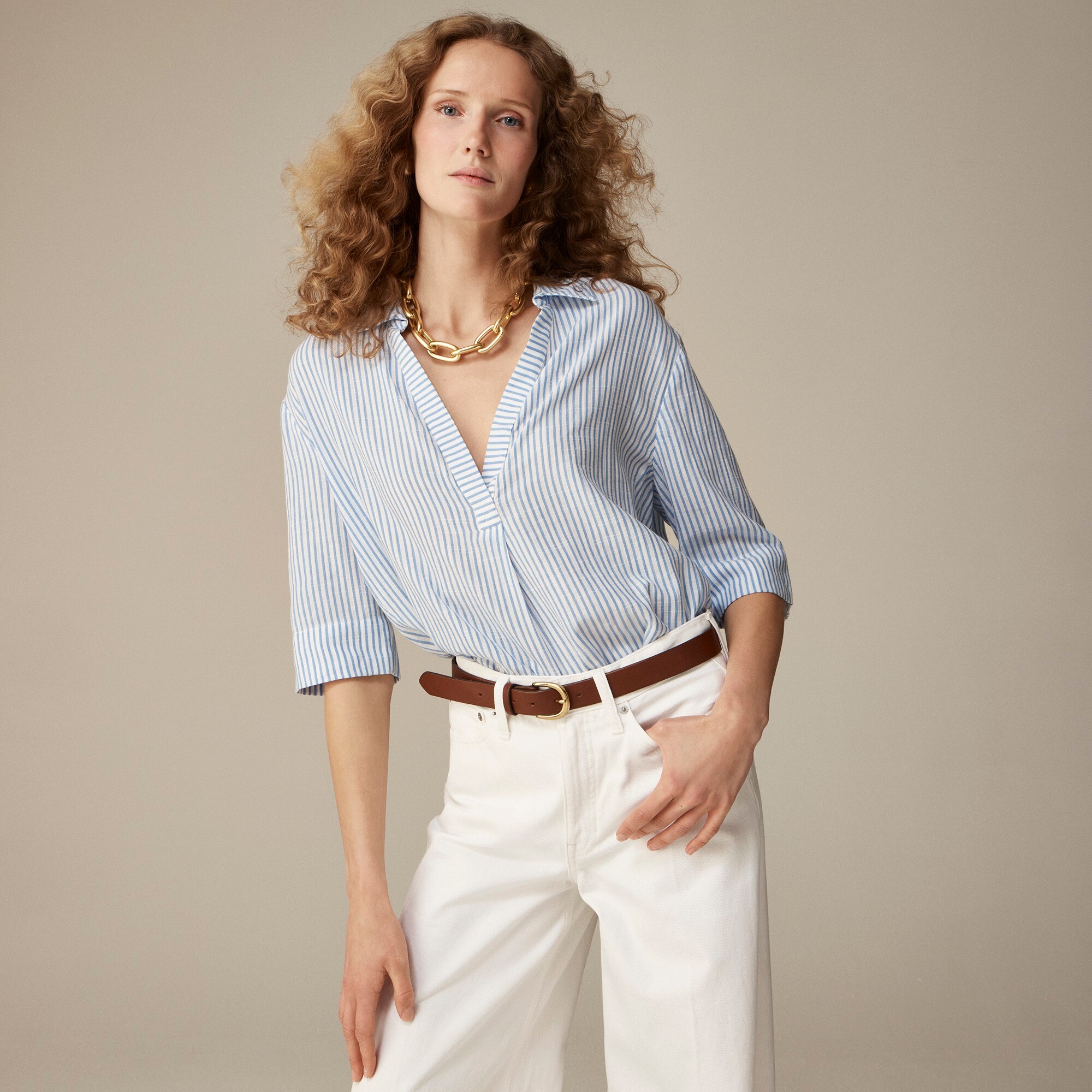 J.Crew Popover Shirt In Striped Airy Gauze For Women