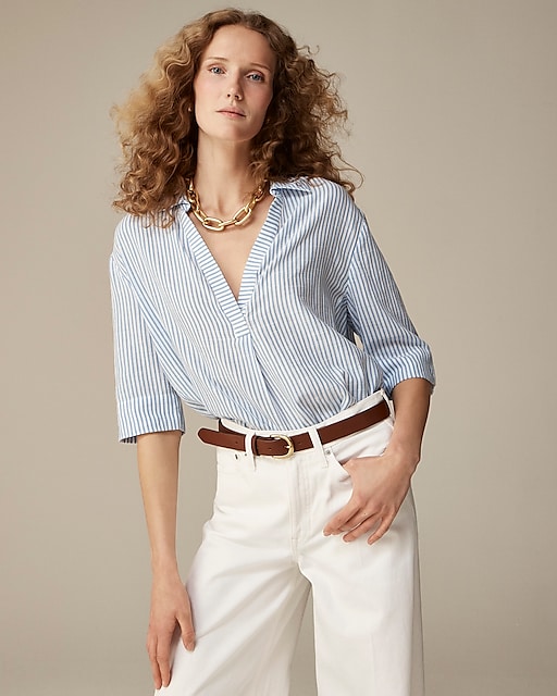  Popover shirt in striped airy gauze