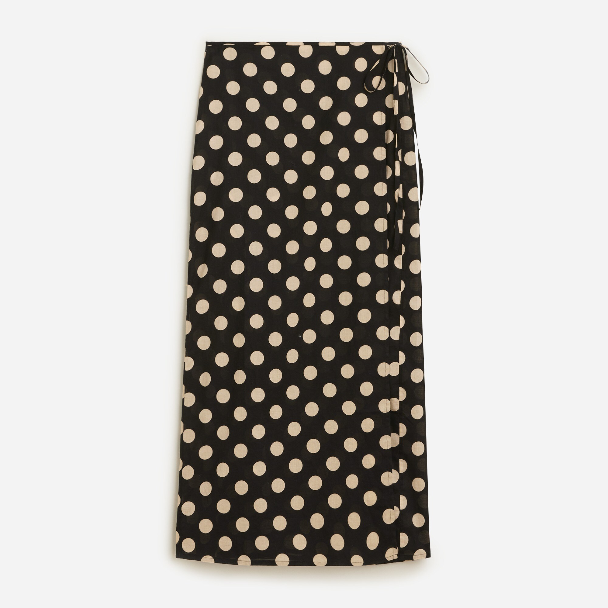 Side-tie cotton voile skirt in dot print