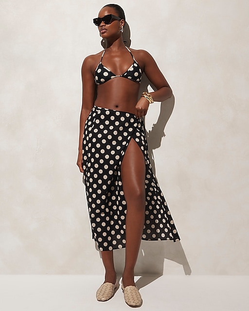 womens Side-tie cotton voile skirt in dot print