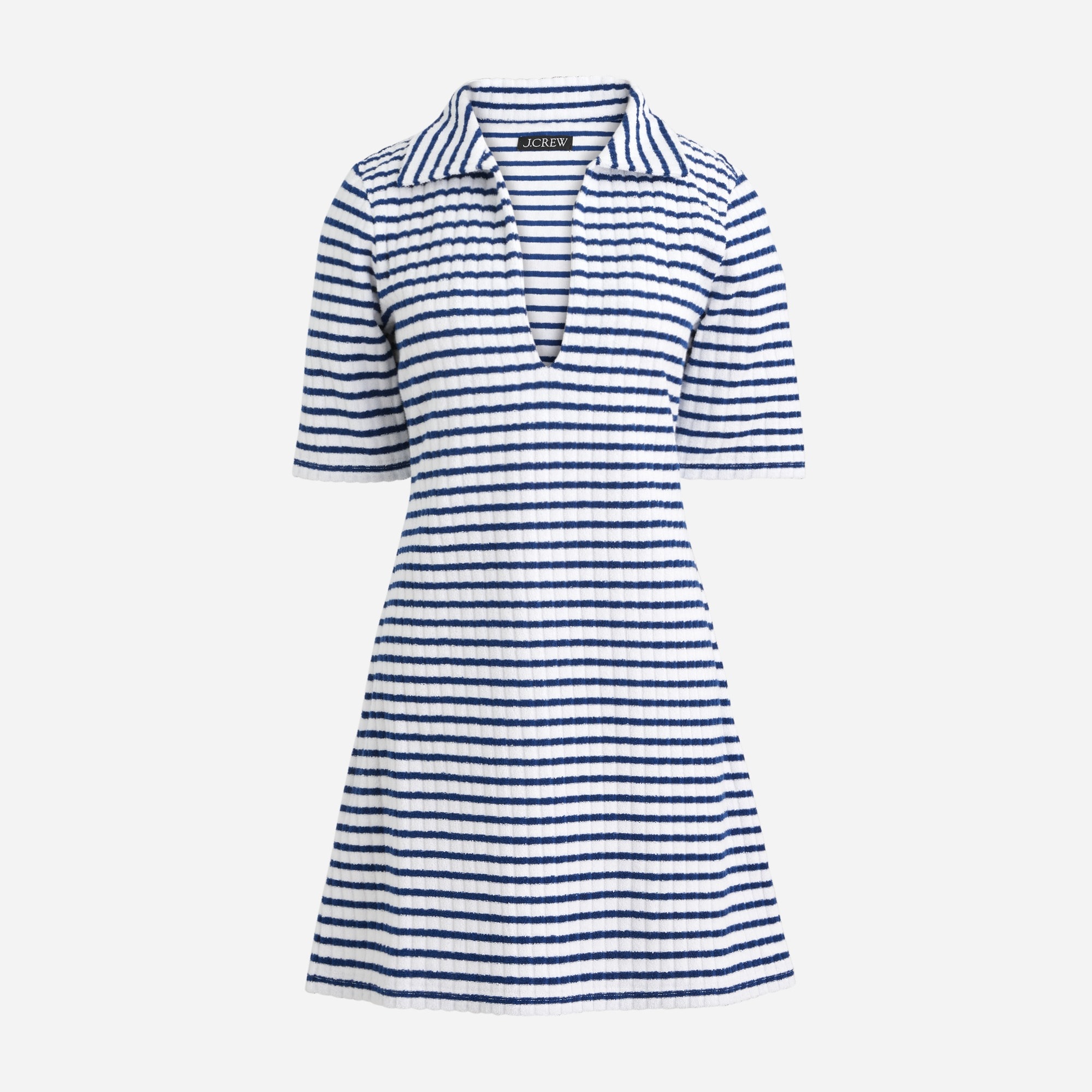 Polo mini dress in striped towel terry