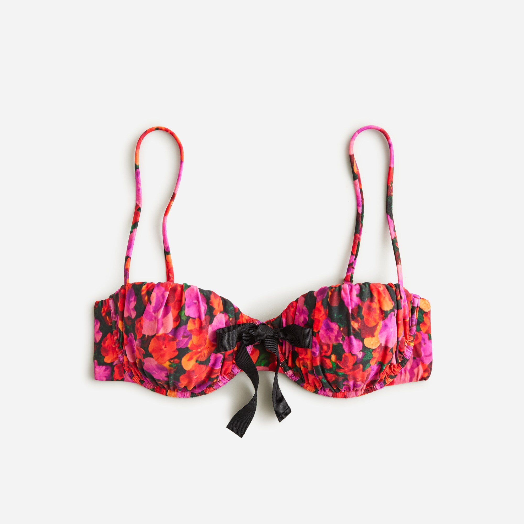  Ruched balconette bikini top in pansy floral