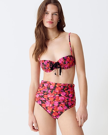 j.crew: ruched balconette bikini top in pansy floral for women