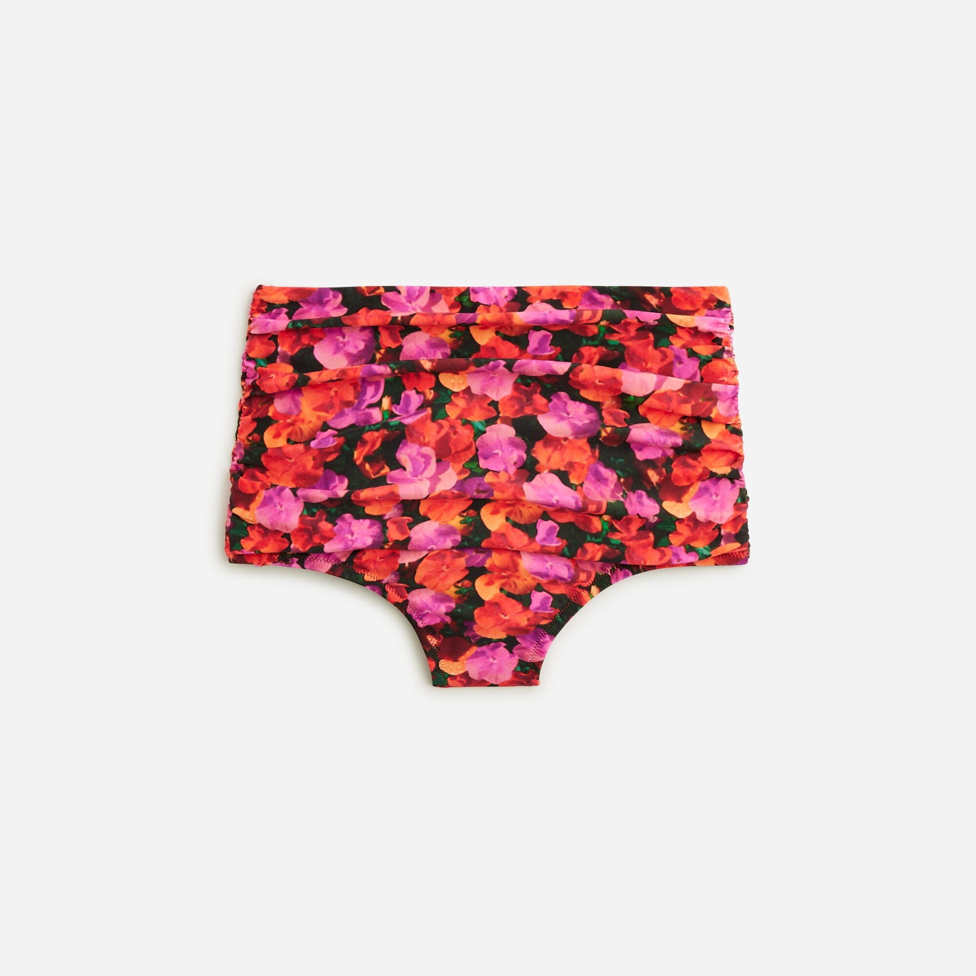  Ruched high-rise bikini bottom in pansy floral