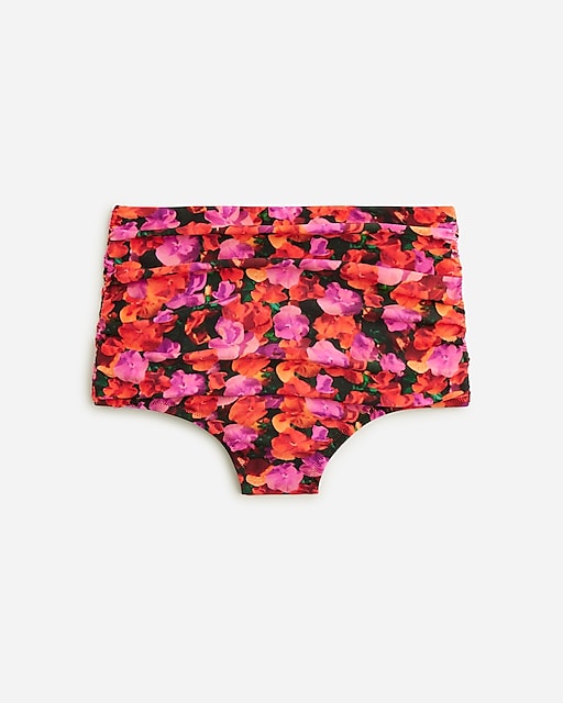  Ruched high-rise bikini bottom in pansy floral