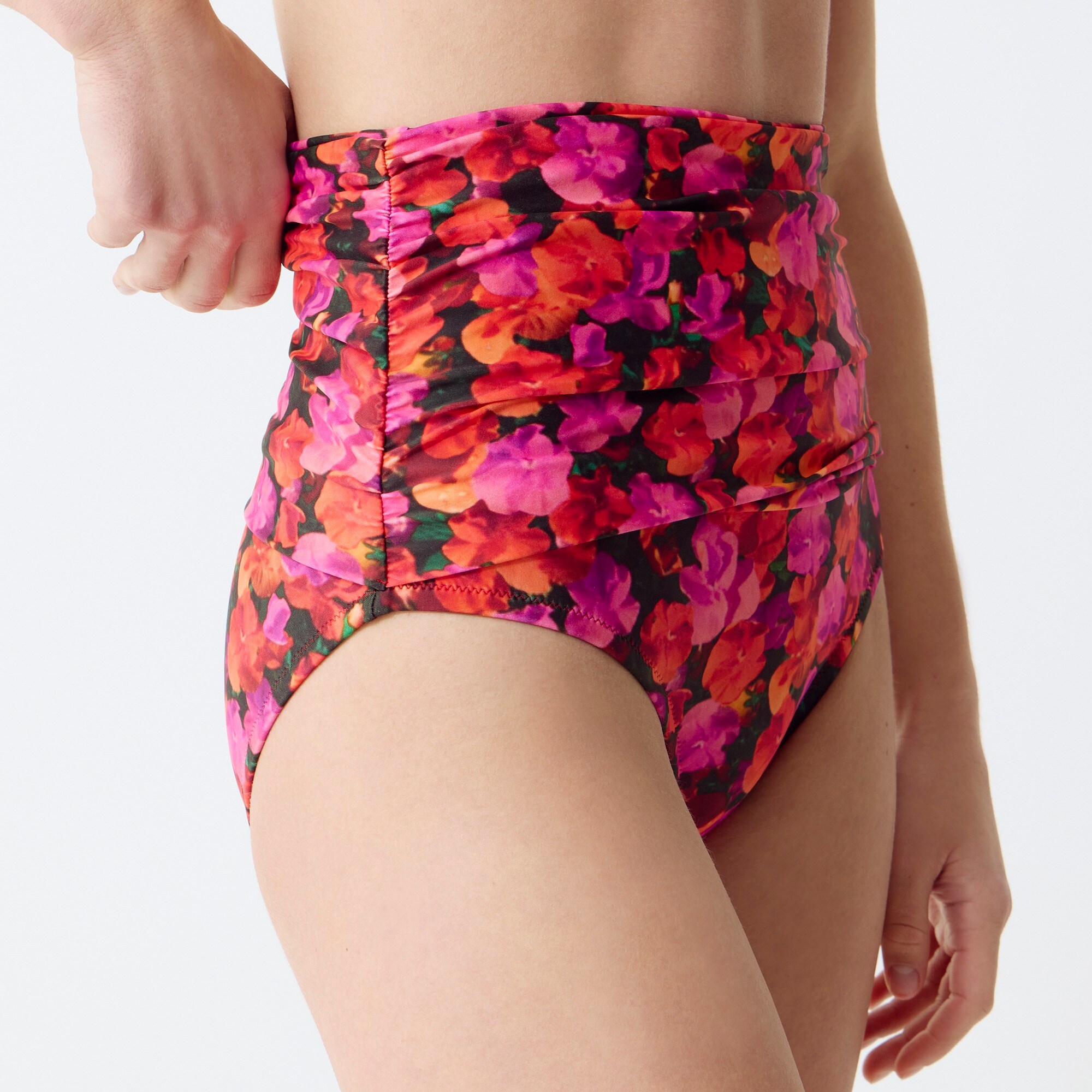 J.Crew Ruched High rise Bikini Bottom In Pansy Floral For Women