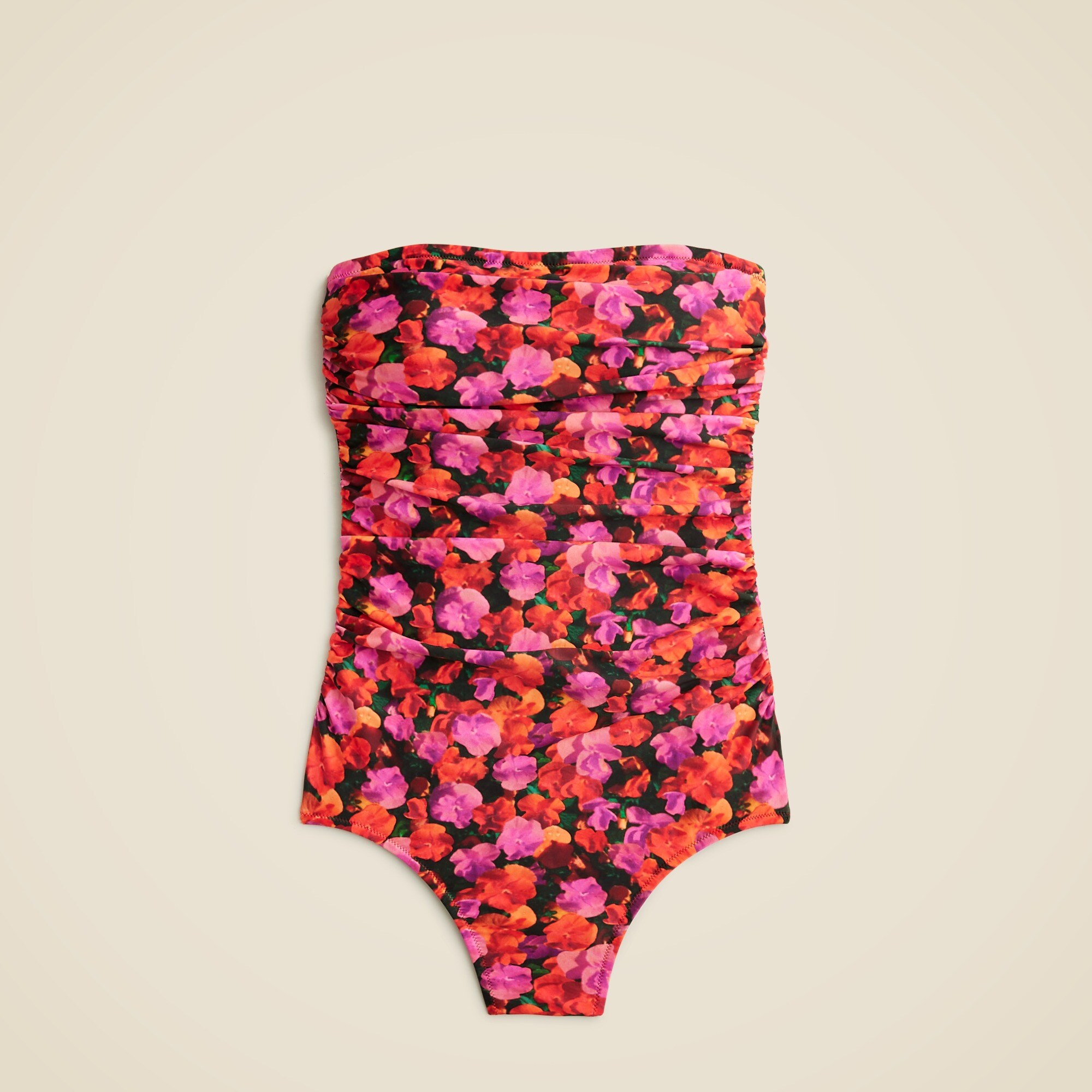 週末セール！Acka sheer flower one-piece size1 Ruched Bandeau One-piece Swimsuit In Pansy Floral For Women
