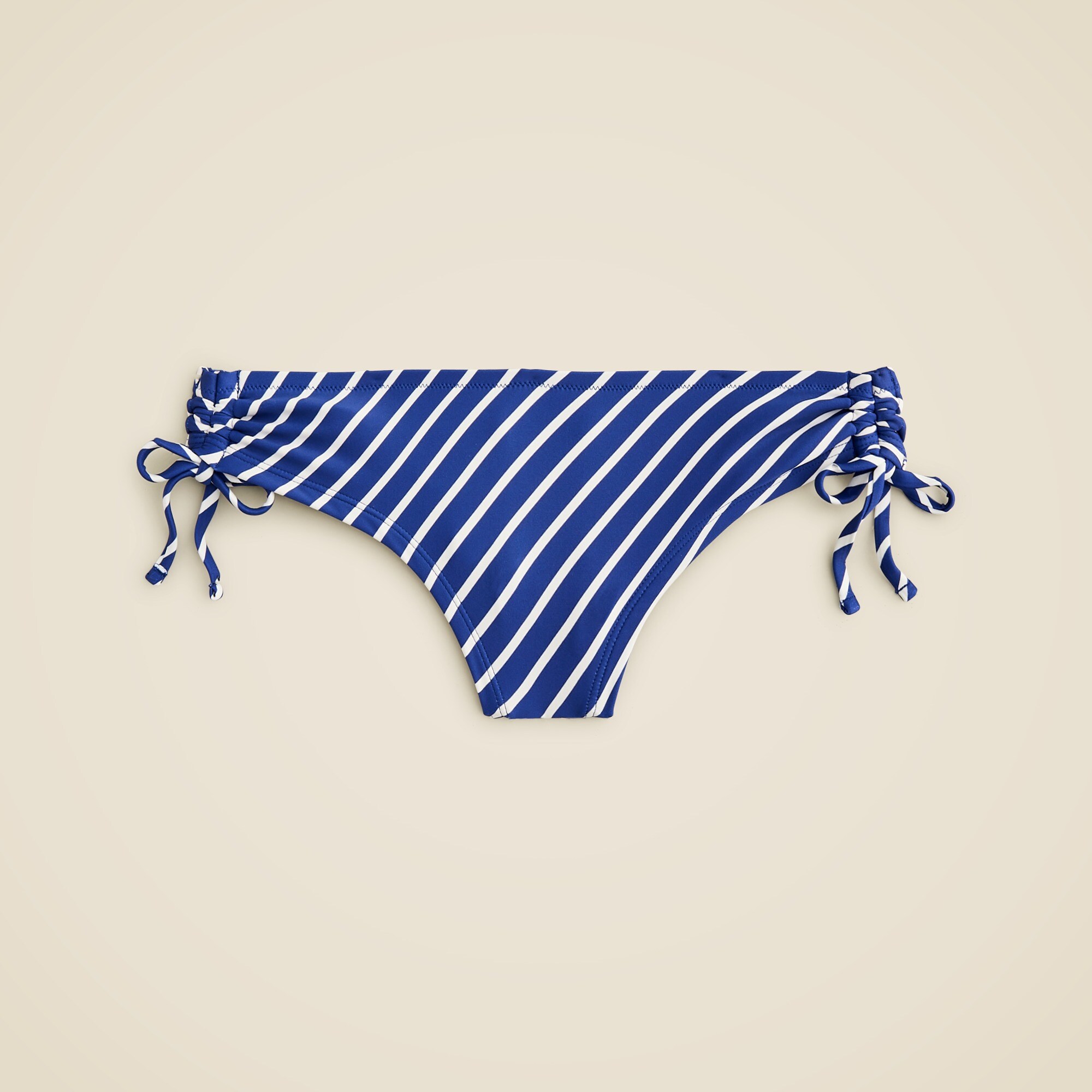 Ruched side-tie swim short in stripe