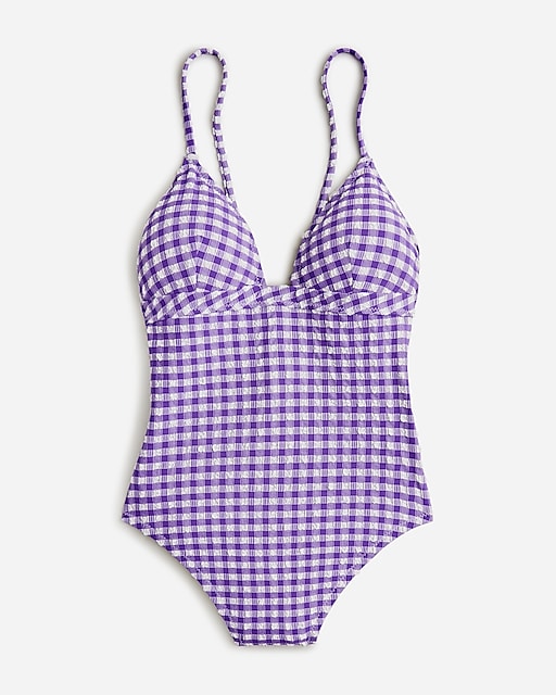  Plunge one-piece swimsuit in gingham