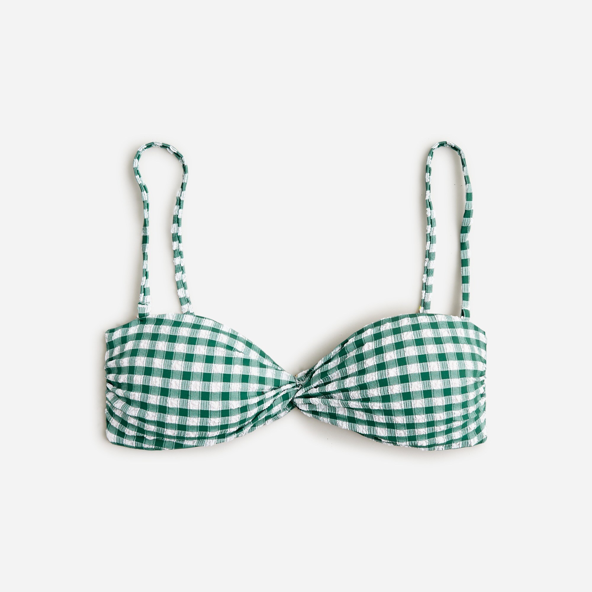 Twist-front bikini top in gingham