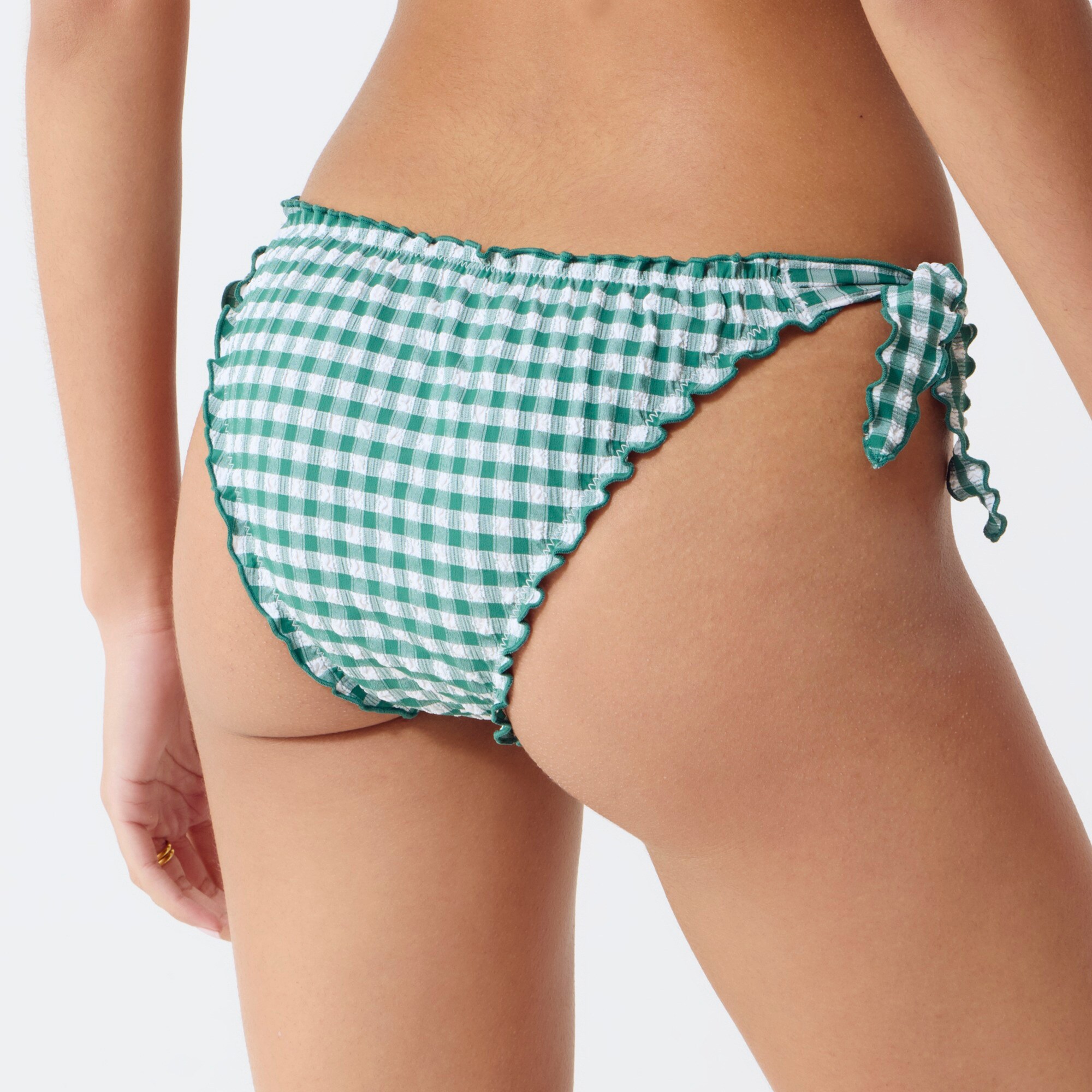 Scrunchie hipster string bikini bottom in gingham