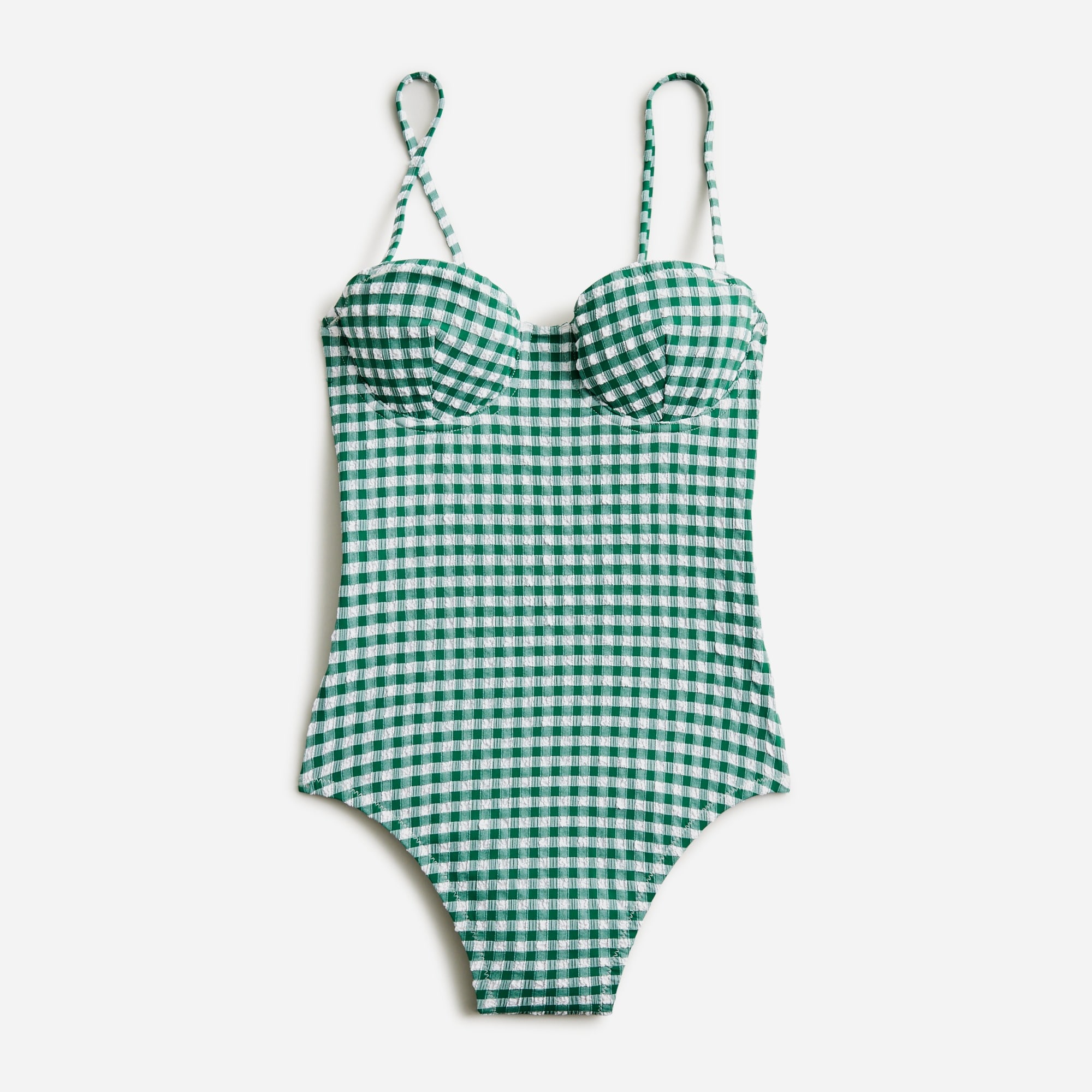 Balconette underwire one-piece swimsuit in gingham