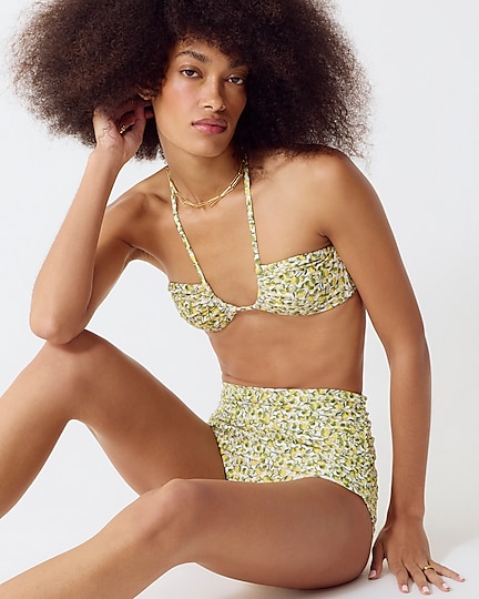 j.crew: halter bikini top in liberty&reg; eliza's yellow fabric for women