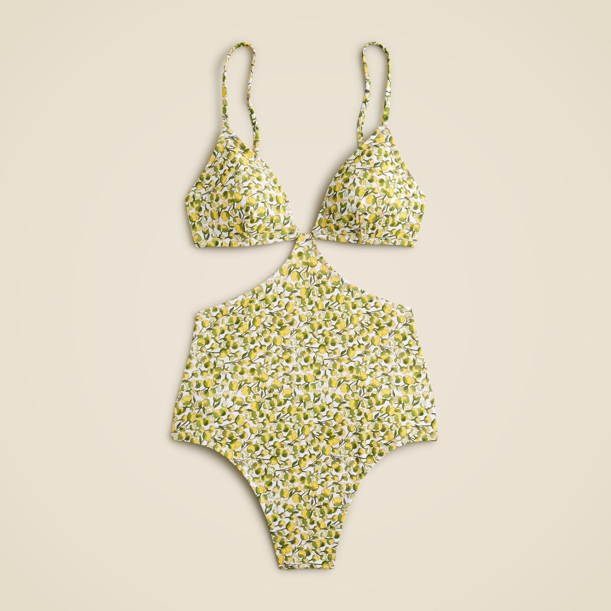 Side-cutout one-piece swimsuit in Liberty® Eliza's Yellow fabric