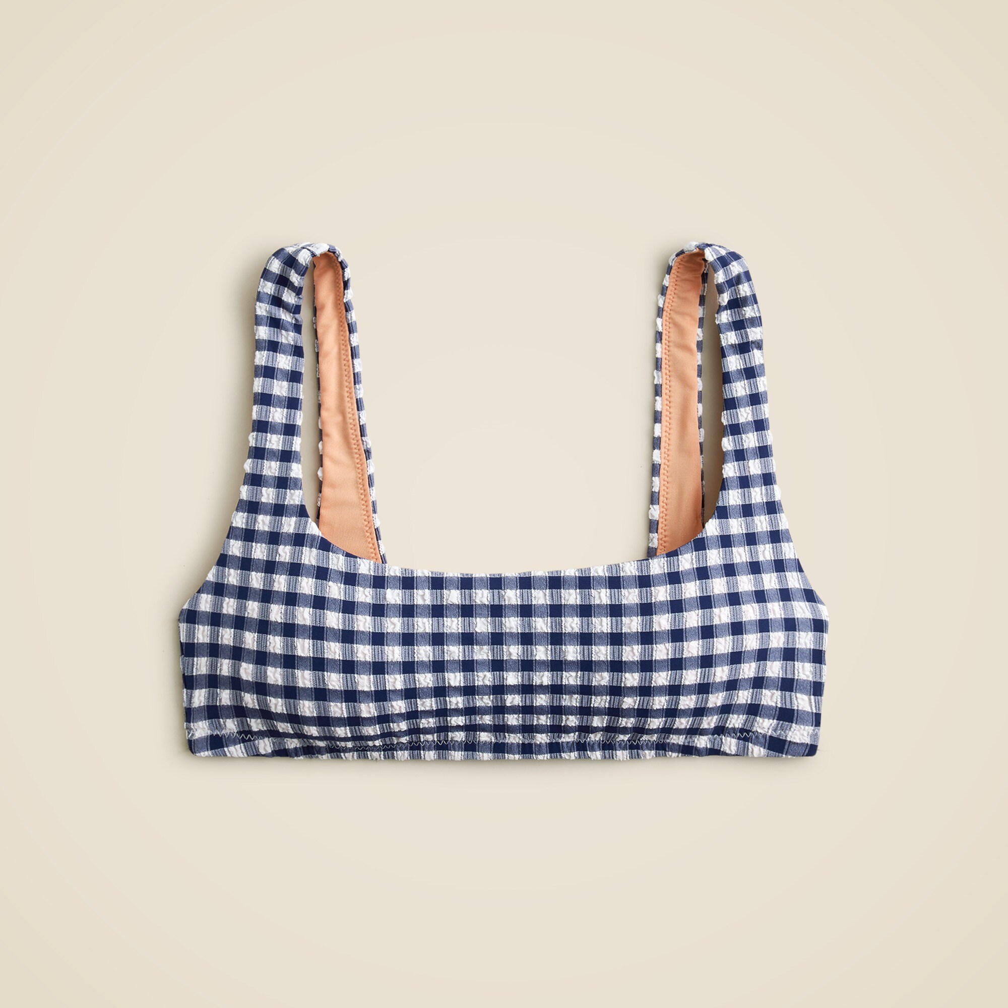 Squareneck bikini top in gingham