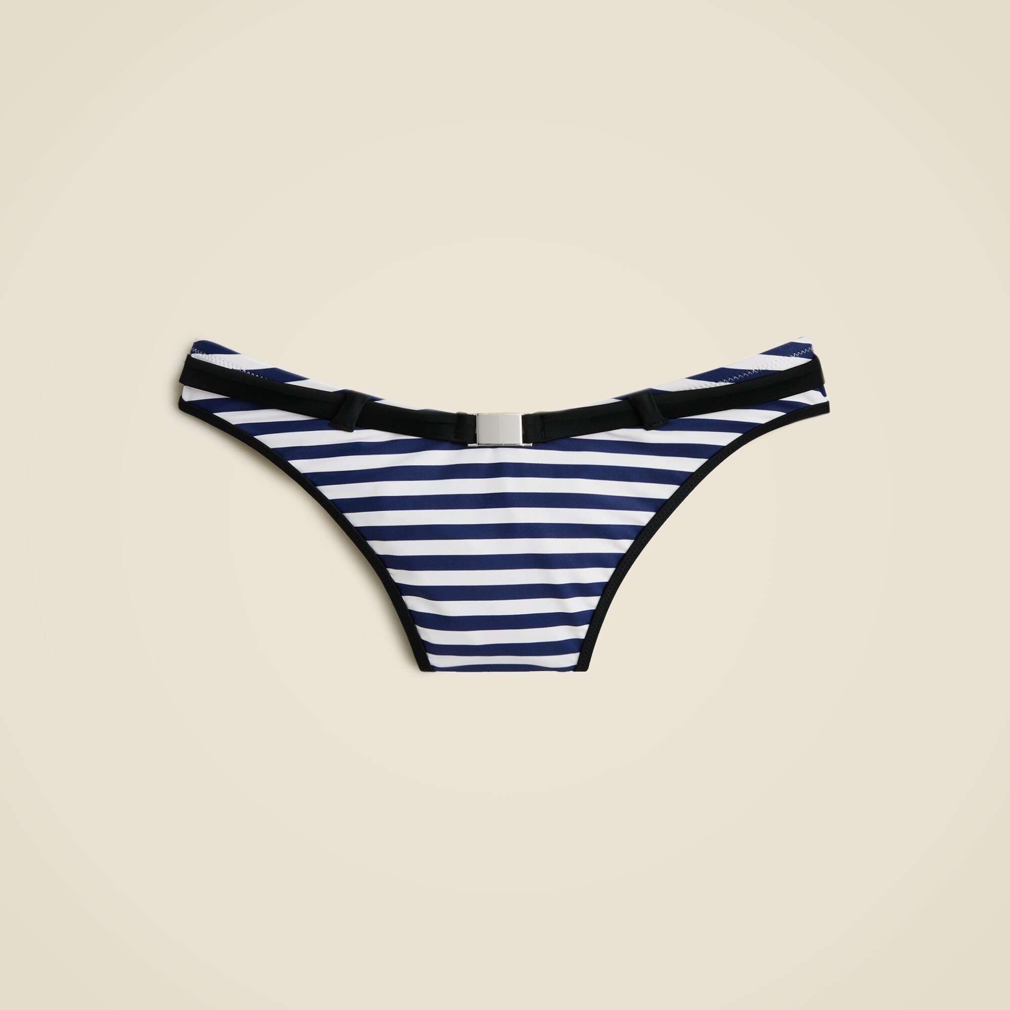 Belted '90s high-leg bikini bottom in contrast stripe