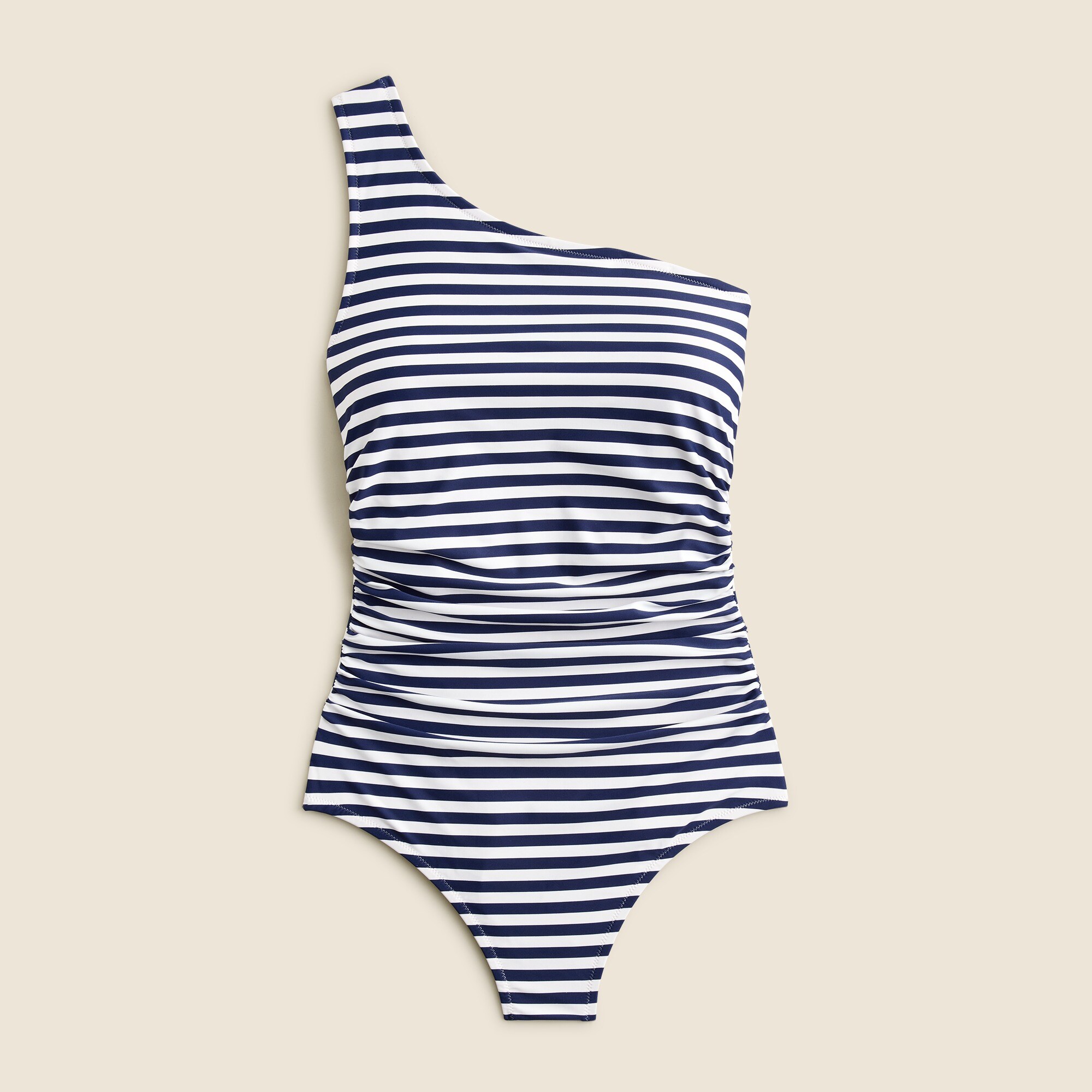 Sleek Ruched One-shoulder One-piece In Stripe For Women | J.Crew