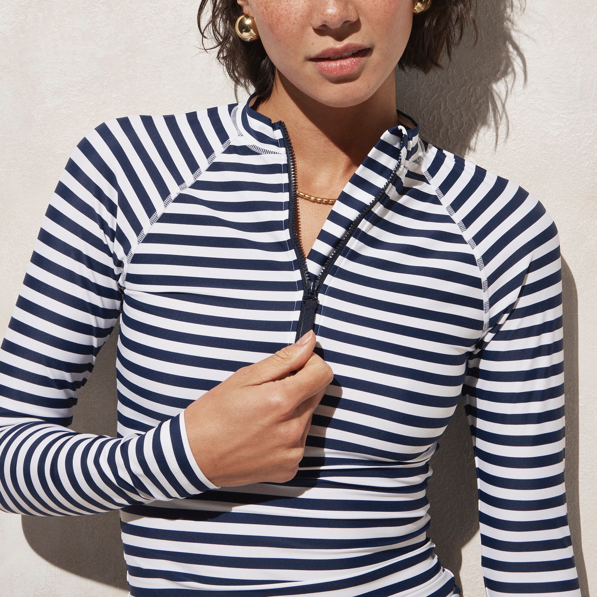 J.Crew: Long-sleeve Rash Guard In Stripe For Women